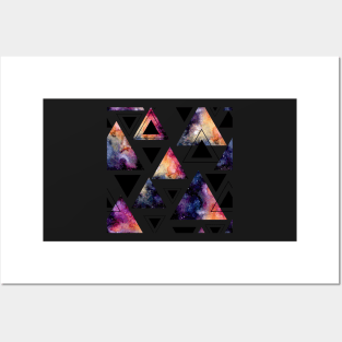 Watercolor Triangles and Colorful Galaxy Posters and Art